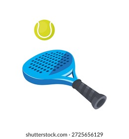 Diseño de raqueta de pádel y Vector de pelota. Ilustración vectorial realista moderna del tenis del pádel aislada en el fondo blanco