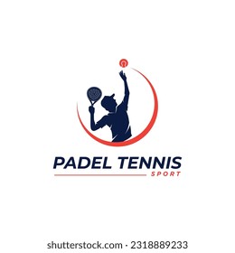 Plantilla de diseño de logotipo de silueta deportiva para el tenis en el padel