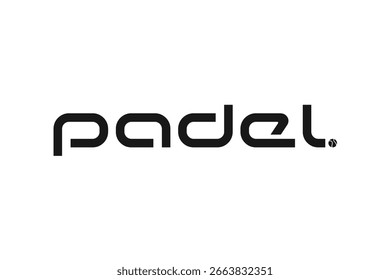 Logotipo de tipografía de pádel, raqueta de pádel y Vector de diseño de logotipo de bola