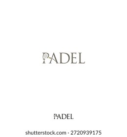 Logotipo Padel Wordmark, Raquete padel na letra P.