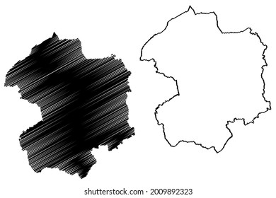 Paderborn district (Federal Republic of Germany, State of North Rhine-Westphalia, NRW, Detmold region) map vector illustration, scribble sketch Paderborn map