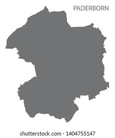 Paderborn grey county map of North Rhine-Westphalia DE