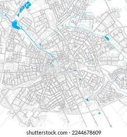 Paderborn, North Rhine-Westphalia, Germany high resolution vector map with editable paths. Bright outlines for main roads. Use it for any printed and digital background. 