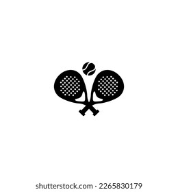 Logo del Padle Tennis. raqueta de canto y icono del logotipo de bola vector en fondo blanco