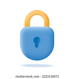 Padlock 3d icon isolated on white background. Security, protection, privacy concept. Vector illustration.