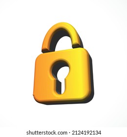 padlock 3d icon render vector illustration