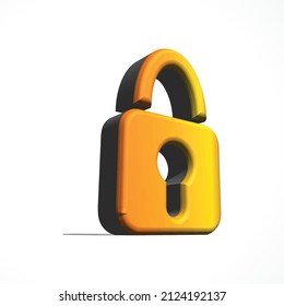 padlock 3d icon render vector illustration