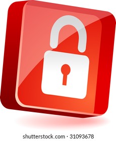 Padlock 3d icon. Vector illustration.