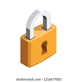 Padlock 3D Isometric Web Icon