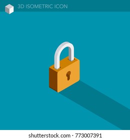 Padlock 3D Isometric Web Icon