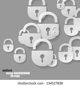 padlock, 3D style abstract of flat icons