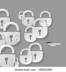 padlock, 3D style abstract of flat icons