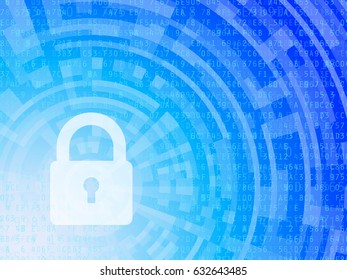 Padlock against high tech data security background
