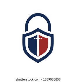 padlock American Flag Shield Justice Logo