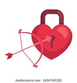 padlock with arch cupid isolated icon vector illustration design