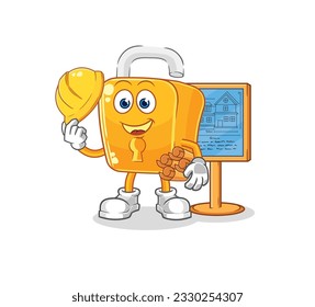 ilustración de padlock Architect. vector de caracteres