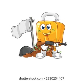 the padlock army character. cartoon mascot vector