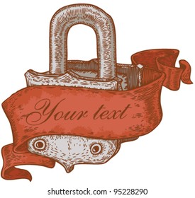padlock with banner for text
