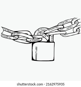 Padlock with binding ties, a suitable image to use as an illustration of a situation that is difficult to break free