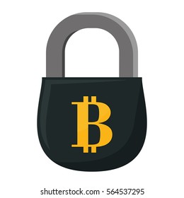 padlock with bitcoin icon over white background. colorful design. vector illustration 