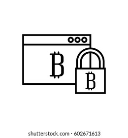 padlock with bitcoin icon over white background. vector illustration
