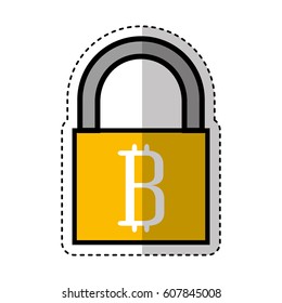 padlock with bitcoin icon vector illustration design