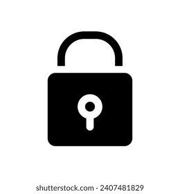 Icono de Padlock Gyph ui. Acceso cerrado a datos confidenciales. Ciberseguridad. Diseño de interfaz de usuario. Símbolo de silueta en el espacio blanco. Pictograma sólido para web, móvil. Ilustración vectorial aislada