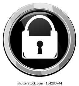 Padlock black round icon