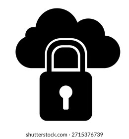 Icono de Vector negro candado Seguridad en la nube