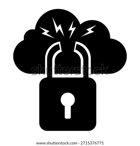Padlock Black Vector Icon Cloud Security Breach