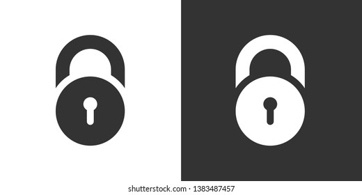 Padlock Black and White Icon Vctor