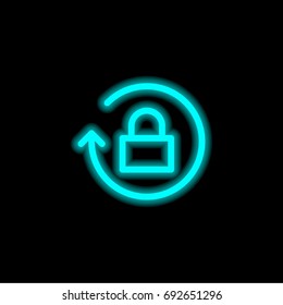 Padlock blue glowing neon ui ux icon. Glowing sign logo vector