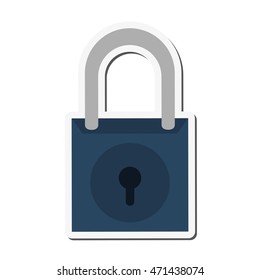 padlock blue security system metal icon. Flat and Isolated design. Vector illustration