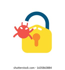 Padlock and bug design of Security lock access door house safe safety and protection theme Vector illustration