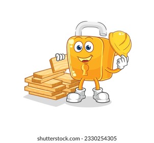 the padlock builder vector. cartoon character