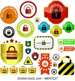 Padlock button set. Vector great collection.