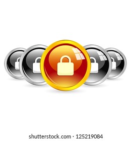 Padlock. Button set. Vector illustration.