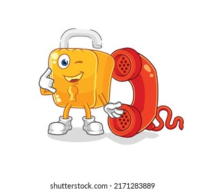 the padlock call mascot. cartoon vector
