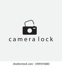 Padlock camera logo icon design vector illustration