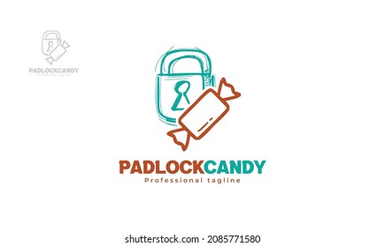 Padlock candy logo design. vector