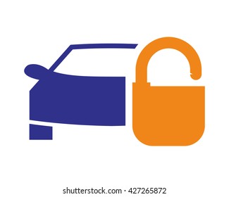 padlock car ride vehicle automotive sedan front image vector icon