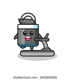 padlock cartoon character walking on the treadmill , cute style design for t shirt, sticker, logo element