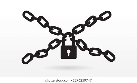 Fondo vectorial de la silueta del icono de protección de seguridad de bloqueo y cadena