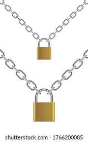 Padlock con ilustración de diseño de vector de cadena aislado en fondo blanco