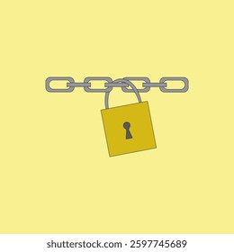 Padlock and chain vector illustration. Protection concept