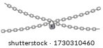 Padlock and chains isolated on white background. Concept of protection of information, property, inaccessibility. Symbol security design. Vector isolated illustration