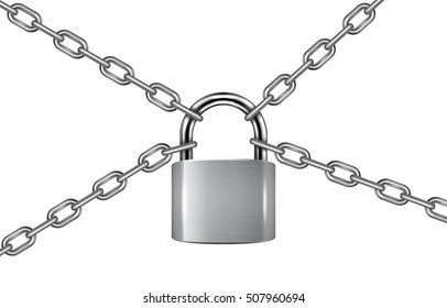 Padlock Chains Isolated On White Background Stock Vector (Royalty Free ...