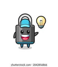 padlock character cartoon getting the idea , cute style design for t shirt, sticker, logo element