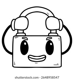 vetor de contorno desenhado à mão da ilustração de caractere de cadeado