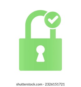 Padlock and check mark. Flat vector icon. Secure internet icon. Symbol security protection web.